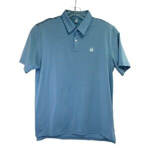 PLAYER 2 PERFORMANCE SZ LARGE WHITE/BLUE STRIPED GOLF POLO SHIRT (Q37) NW/OTs